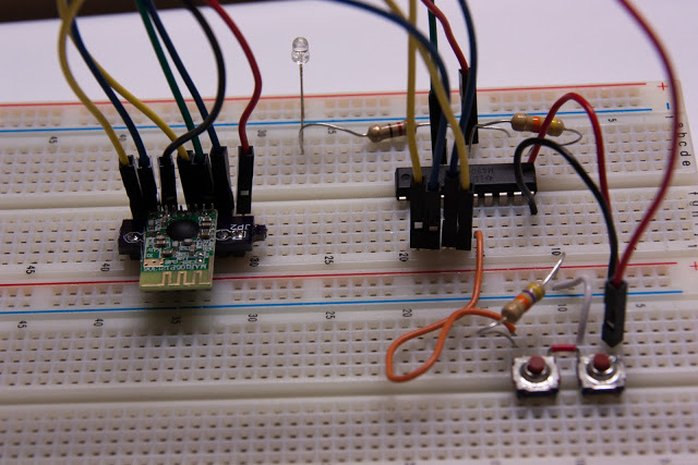 Breadboard with second radio and MSP430.