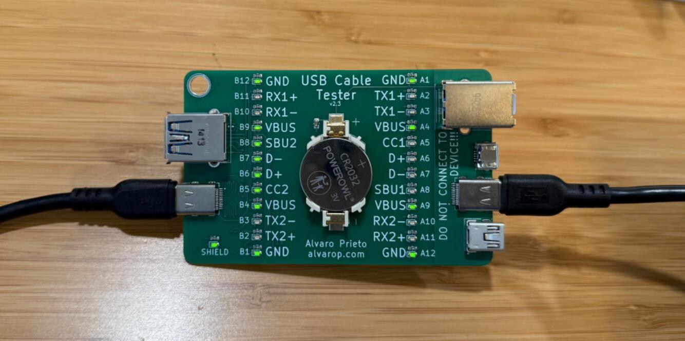 Non eMarked cable connected to USB cable tester