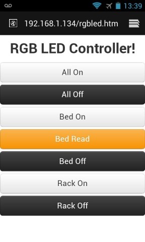 Simple RGB LED controller in smartphone browser