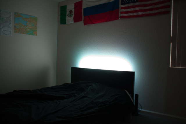 RGB LED strip behind bed